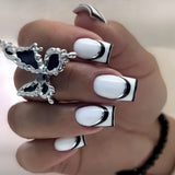 24pcs/Set Black & White French Tips Press-On Nails