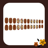 24pcs/Set Brown Floral Press On Nails