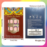24pcs/Set Colorful Leopard Matte French Tips Press On Nails