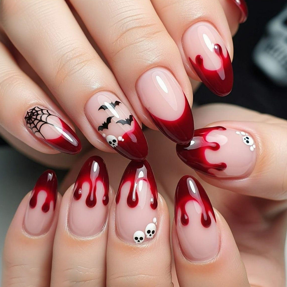 24pcs/Set Halloween Blood Drip French Tip Nails