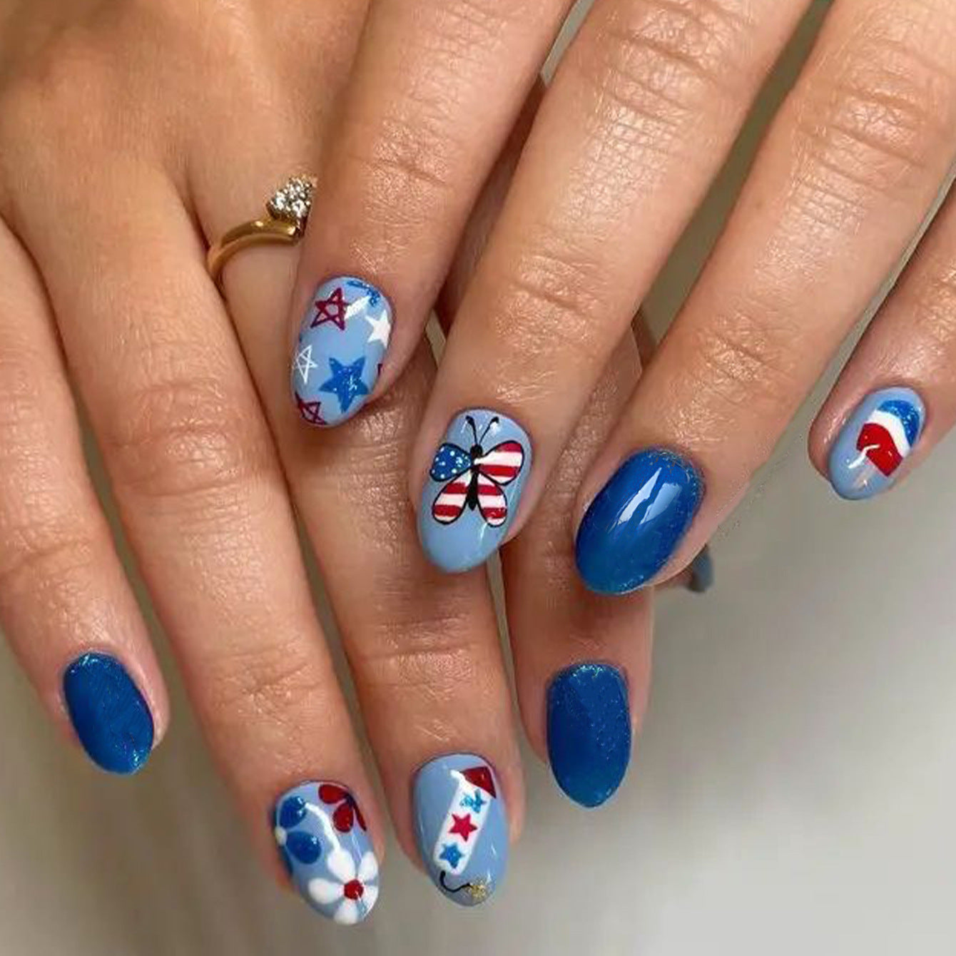 24pcs/Set Stars, Flowers & Butterflies Press-On Nails