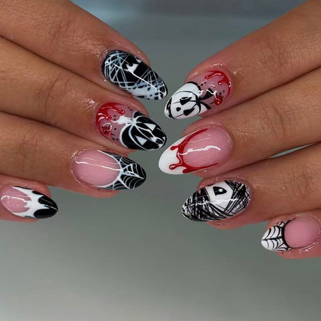 24pcs/Set Ghost Pumpkin Bat French Press On Nails