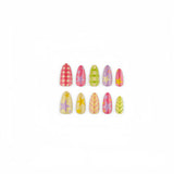 24pcs/Set Checkerboard Polka Dot Star Press On Nails