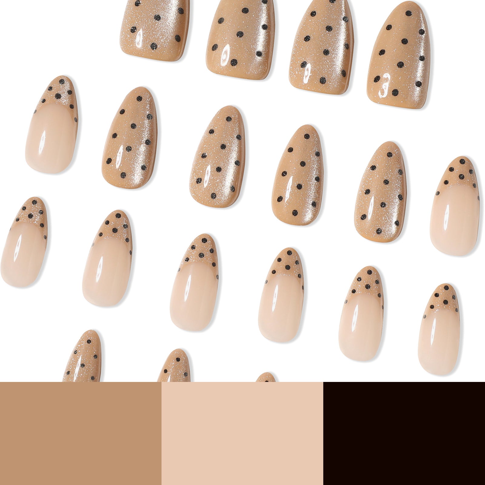 24pcs/Set Minimalist Cat Eye with Black Polka Dots Press On Nails