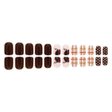24pcs/Set Leopard Pumpkin Plaid & Polka Dots Press On Nails