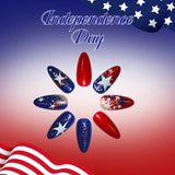 24pcs/Set Red and Blue Color-Block Glitter Stars Press-On Nails
