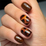 24pcs/Set Brown & Black Ombre Leopard Press On Nails