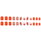 24pcs/Set Autumn Orange & Pink Fox Branches Press On Nails