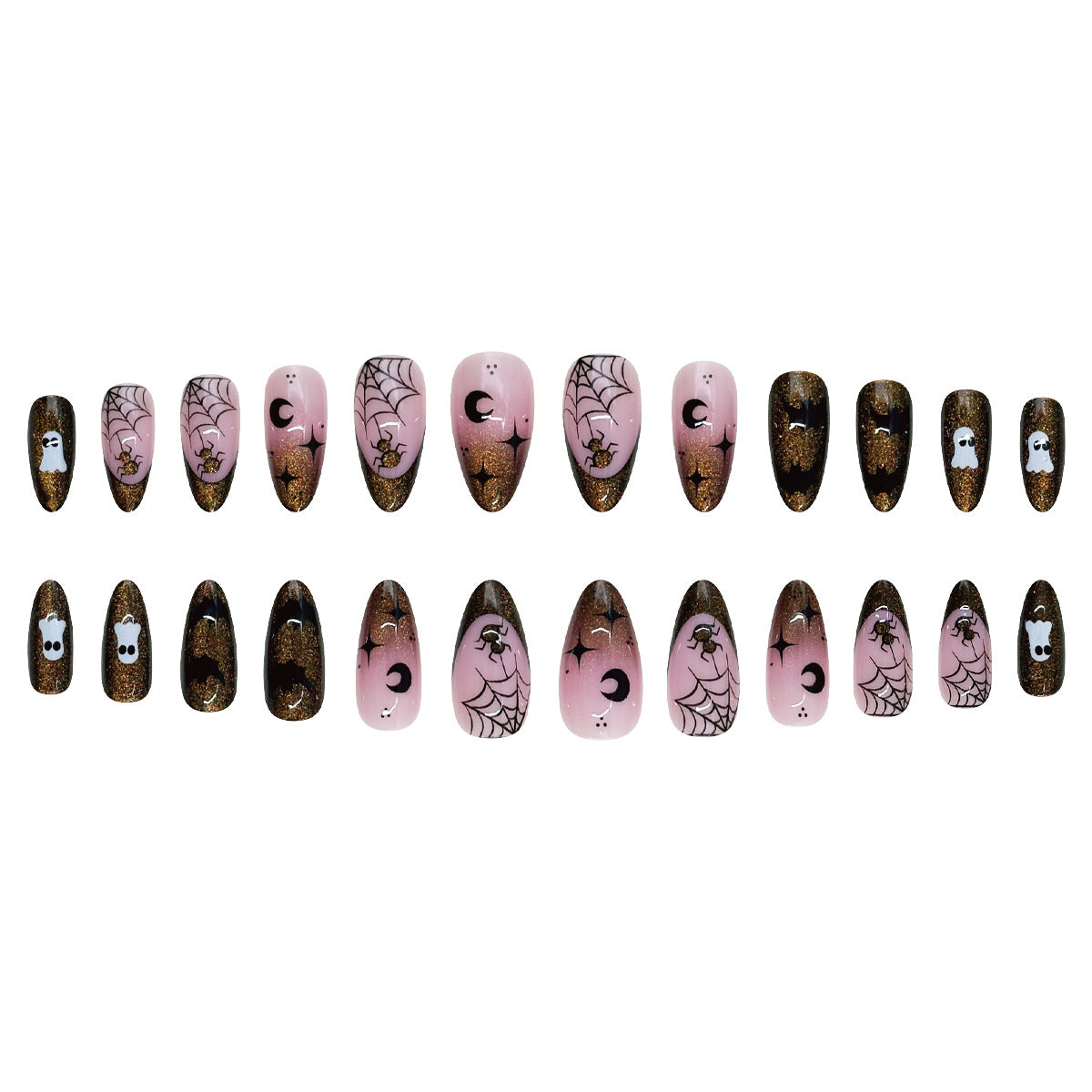 24pcs/Set Brown Cat-Eye Gradient French Press On Nails