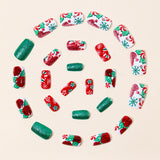 24pcs/Set Floral Candy Cane Snowflakes Press-On Nails