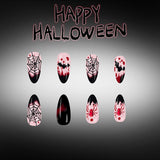 24pcs/Set Bloody French Tip Spider Web Press On Nails