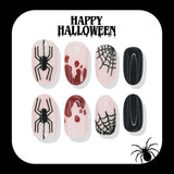 24pcs/Set Bloody Black Spider Drips Press On Nails