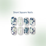 24pcs/Set White Sea Turtle & Starfish Press-On Nails