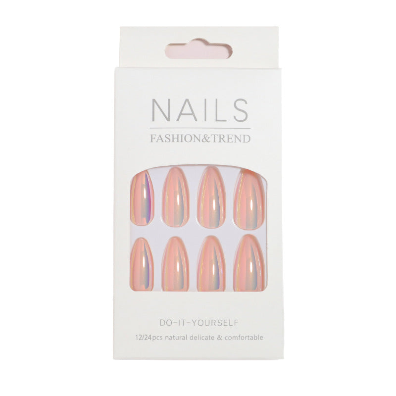 24pcs/Set Pink Chrome Press On Nails