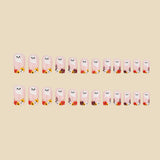 24pcs/Set Orange Ghost Floral Press-On Nails