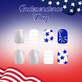 24pcs/Set Striped Glitter Stars & Fireworks Press-On Nails