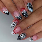 24pcs/Set Ghost Pumpkin Bat French Press On Nails
