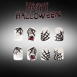 24pcs/Set Black & White French Glitter Spider Web Press-On Nails