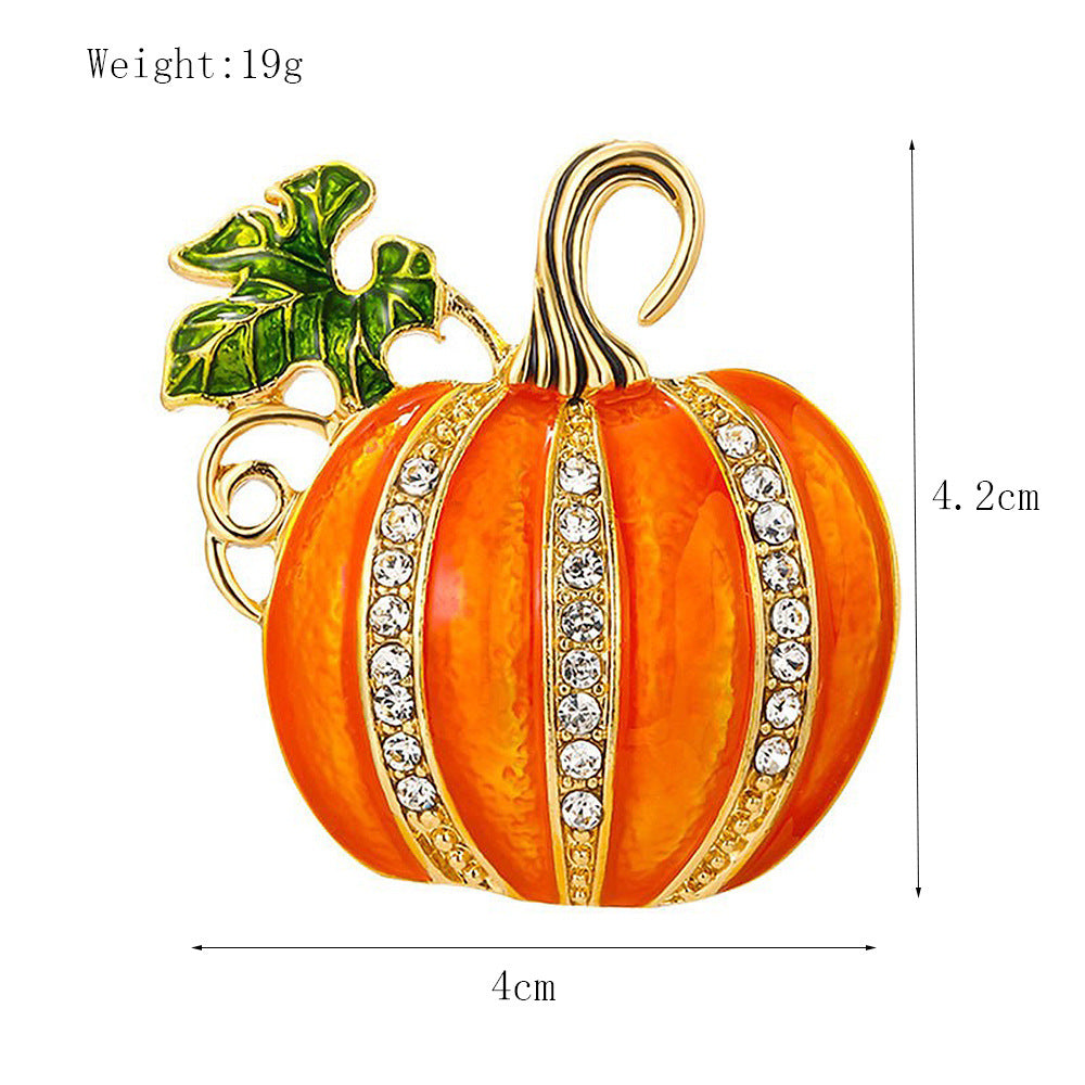 Halloween Rhinestone Pumpkin Brooch