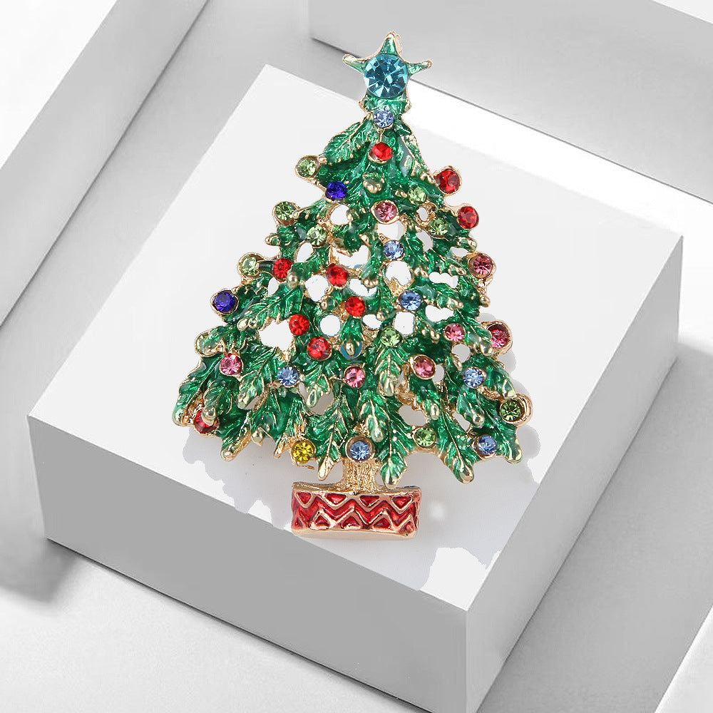Christmas Tree Rhinestone Brooch