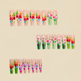 24pcs/Set Green Botanical Floral Press-On Nails