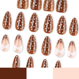 24pcs/Set Polka Dot French with Bows Press On Nails