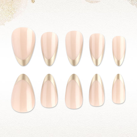 24pcs/Set Golden French Tips Press-On Nails