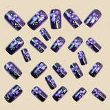 24pcs/Set Purple Floral Bloom Press-On Nails