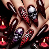 24pcs/Set Bloody Skeleton Bones Press-On Nails