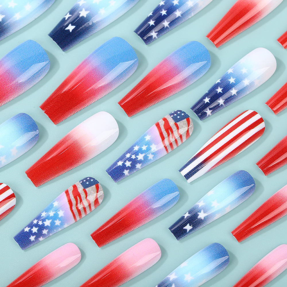 24pcs/Set Flag Stripes Press-On Nails