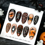 24pcs/Set 3D Golden Floral Spider Web Press On Nails