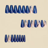 24pcs/Set Royal Blue & Nude Argyle Press-On Nails