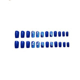 24pcs/Set Blue Ombre & Gold Stripes Press On Nails