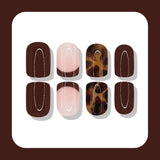 24pcs/Set Leopard Print French Press On Nails