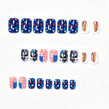 24pcs/Set Raccoon, Hot Dog, Blue & Red Stars Press-On Nails
