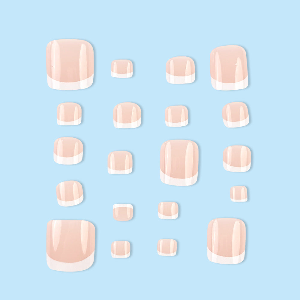 24pcs/Set White French Tip Press On Toe Nails