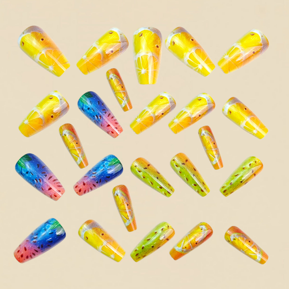 24pcs/Set Summer Fruit Slice Press-On Nails