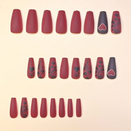 24pcs/Set Hearts & Flowers Press-On Nails