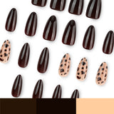 24pcs/Set Maillard Leopard Print Press-On Nails
