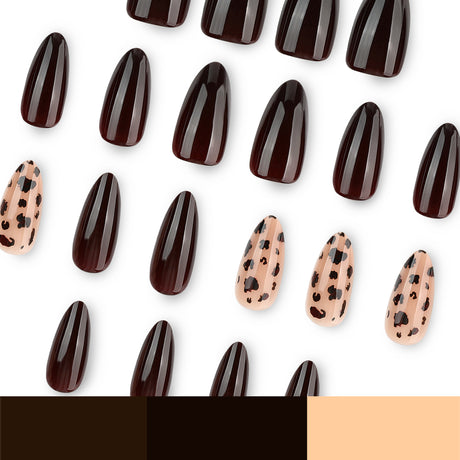 24pcs/Set Maillard Leopard Print Press-On Nails