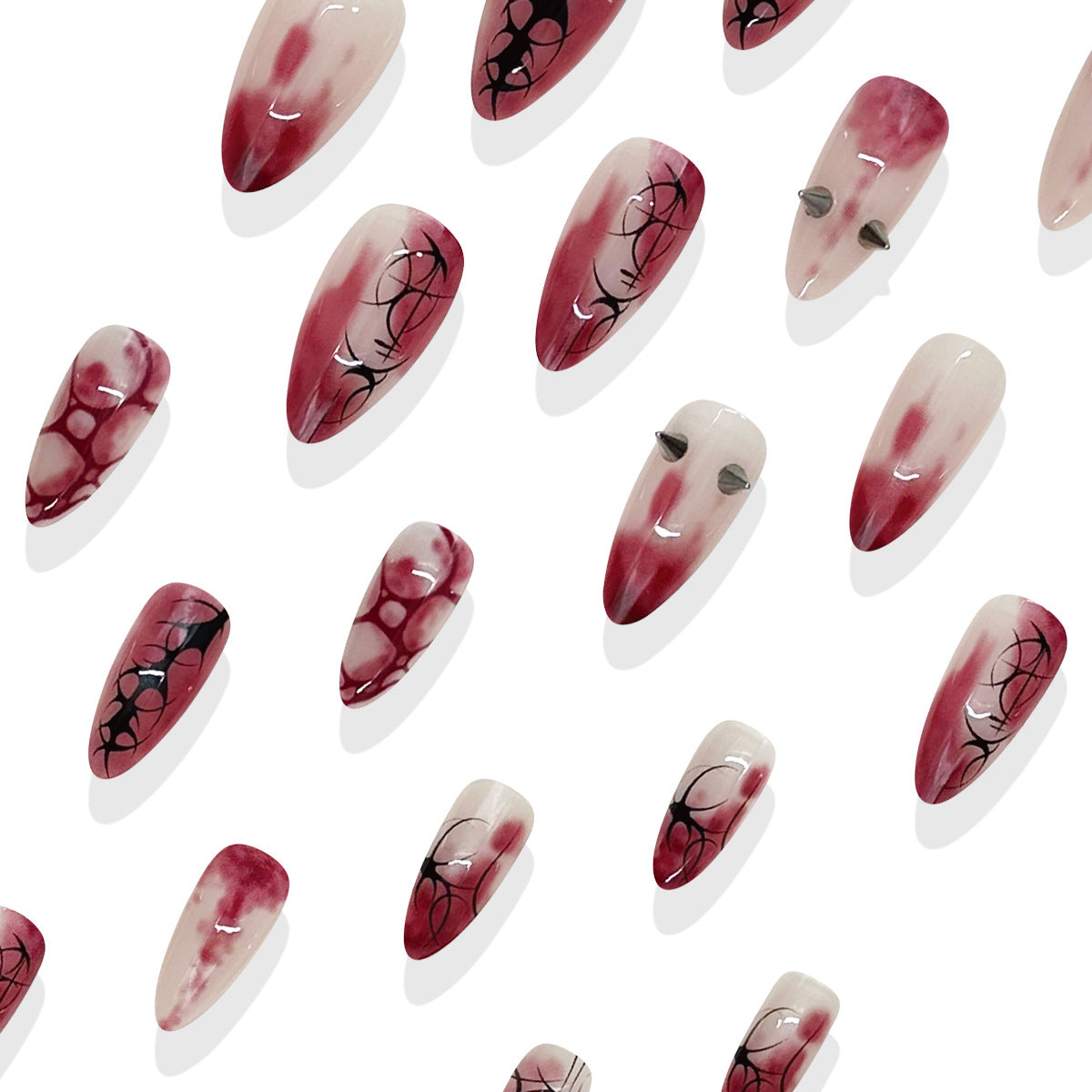 24pcs/Set Bloody Scratch Doodle Press On Nails