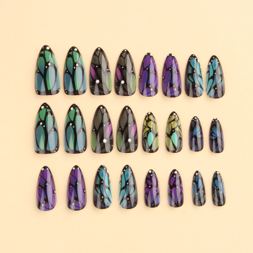 24pcs/Set Iridescent Aurora Butterfly Press-On Nails