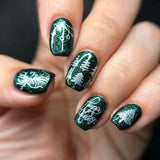 24pcs/Set Green Shimmer Cedar Press-On Nails