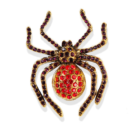 Black Rhinestone Spider Brooch