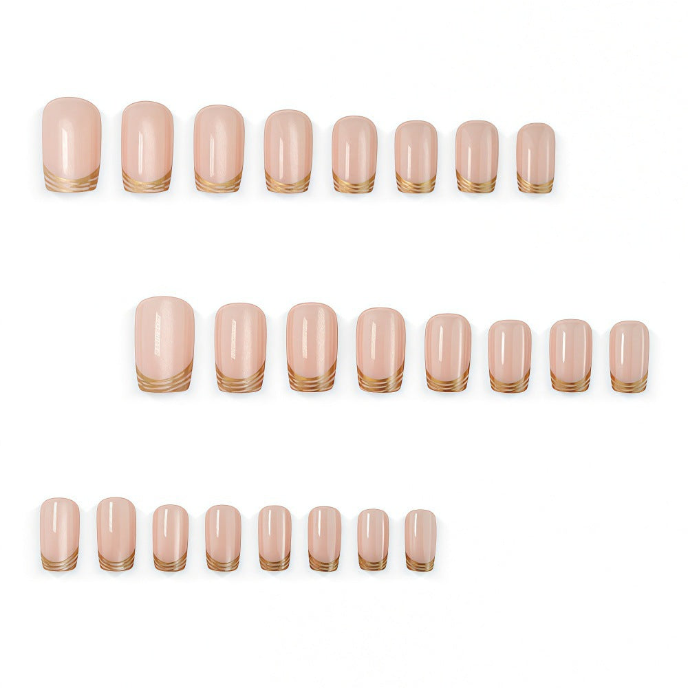 24pcs/Set Champagne Cat Eye French Press On Nails