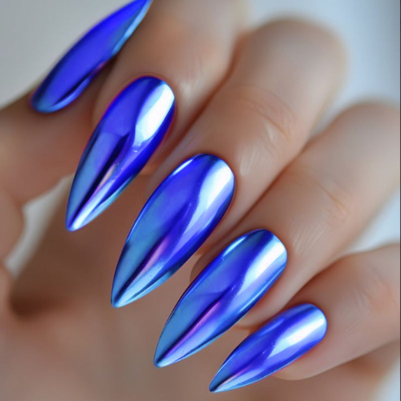 24pcs/Set Orange Chrome Press-On Nails