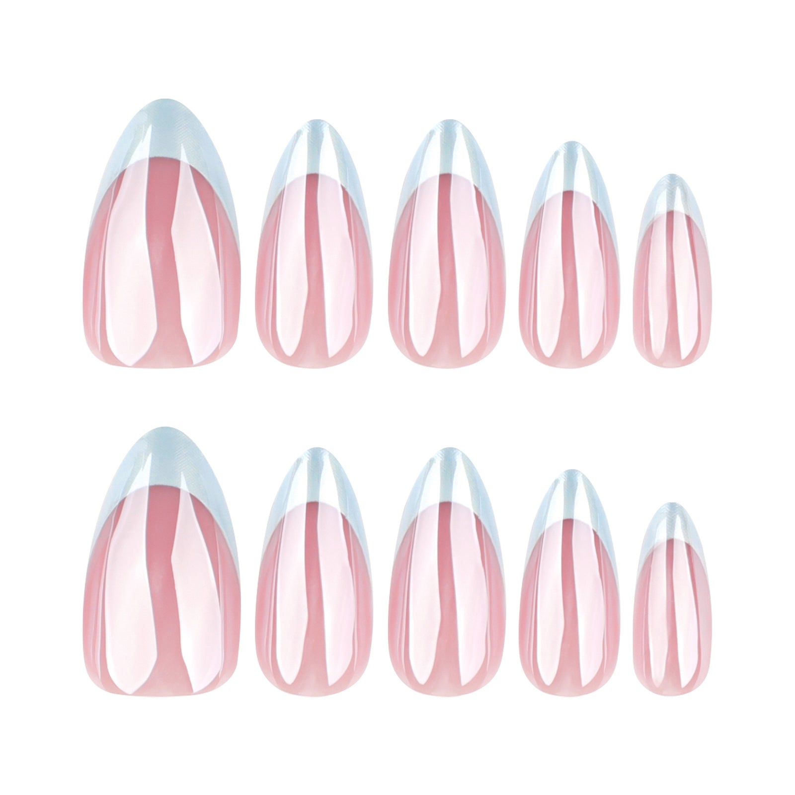 24pcs/Set White Chrome French Tip Press-On Nails