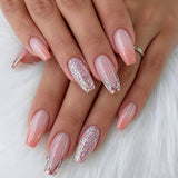 24pcs/Set Silver Glitter Press-On Nails