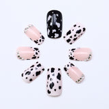 24pcs/Set French Tip Cow Print Press-On Nails