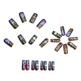 24pcs/Set Black Base Skull Pumpkin Press-On Nails